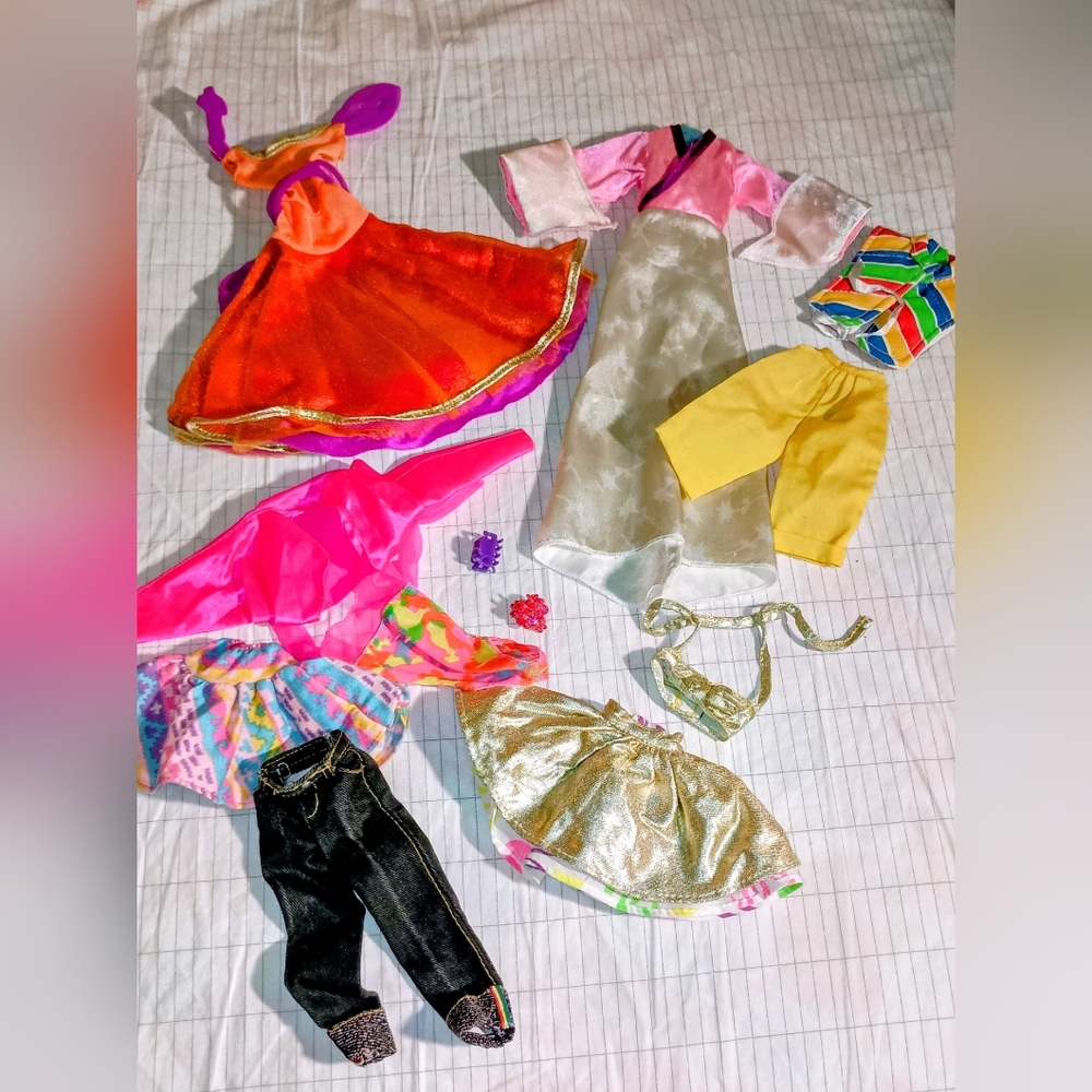 Lot of barbie Doll Vintage Clothes. Multi color.